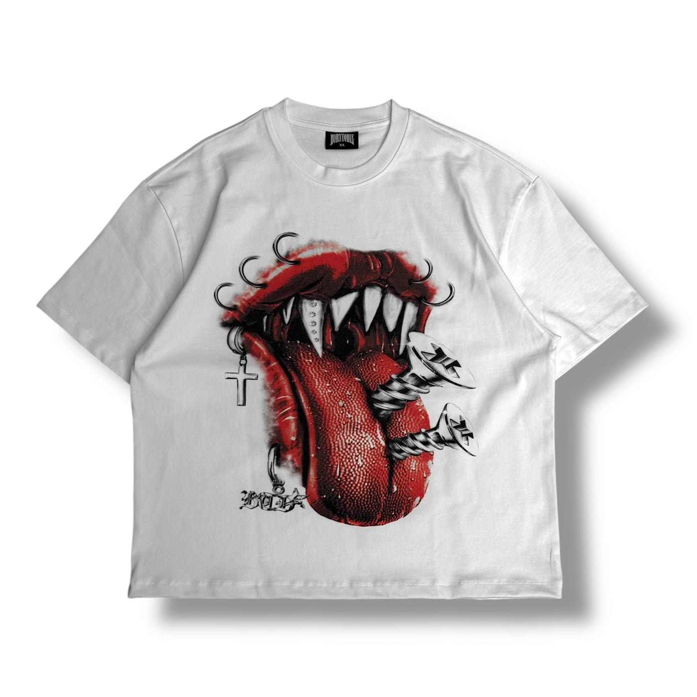 PIERCED WHITE CROPPED T-SHIRT